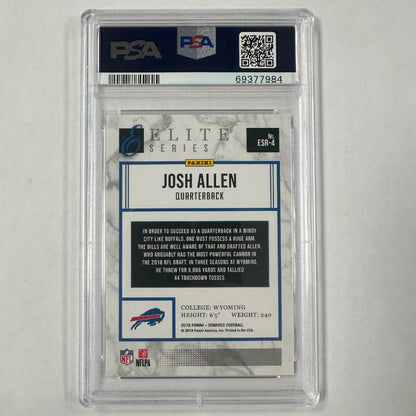 2018 PANINI DONRUSS JOSH ALLEN THE ELITE SERIES ROOKIES #ESR4 PSA 9