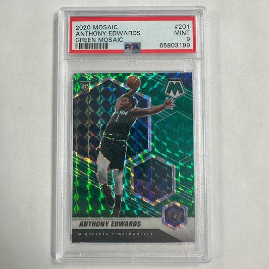 2020 Mosaic Anthony Edwards #201 RC Rookie Green Mosaic PSA 9 MINT